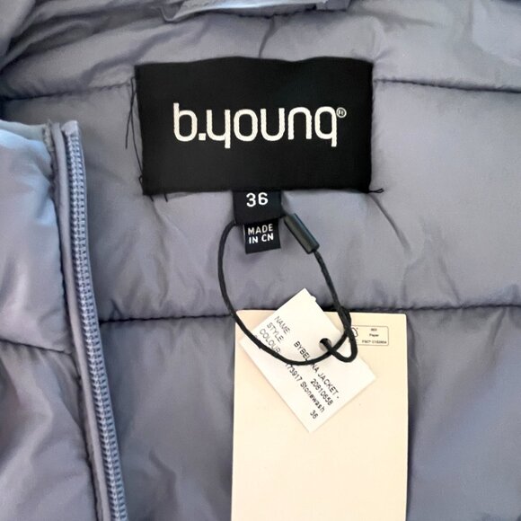 NWT B. Young Puffer/Quilted Jacket with Hood and Zip and Puffy - Picture 4 of 6